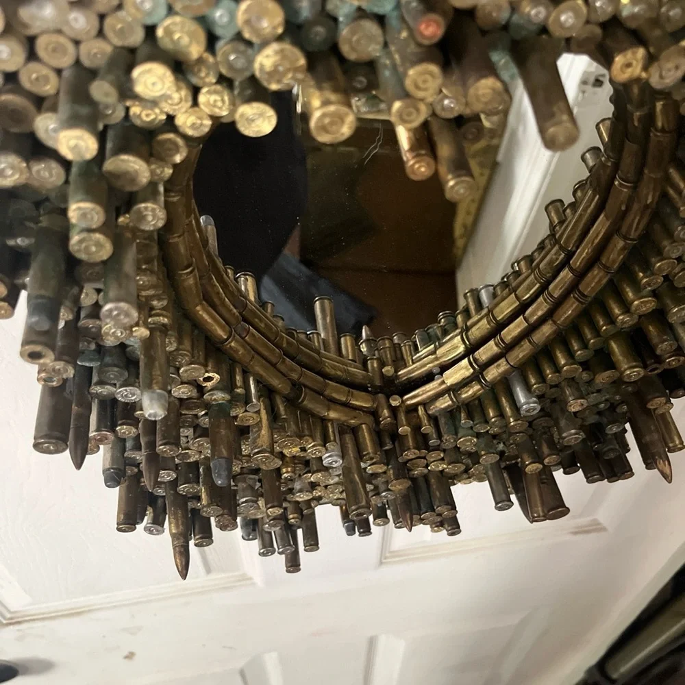Gold Heart-Shaped Bullet Casing Wall Mirror